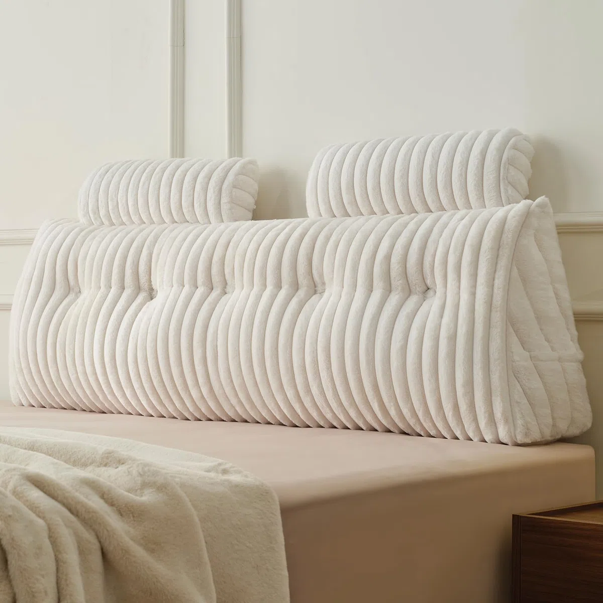 Z-Hom Cojín para Libros, cuña, cojín de Lectura para Cama y sofá, cojín de Espalda, práctico Compartimento Lateral, Cubierta extraíble, con Almohada Redonda (Variedad de Fibra Larga 150 * 50 * 20cm)