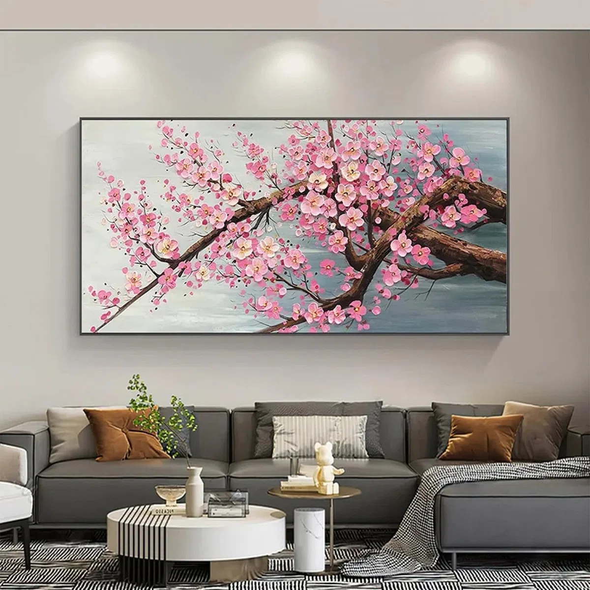 KQZVCU Póster de flor de cerezo rosa, impresiones en lienzo, pintura de flores, arte floral, sala de estar moderna, decoración de pared para el hogar, 70x140cm sin marco