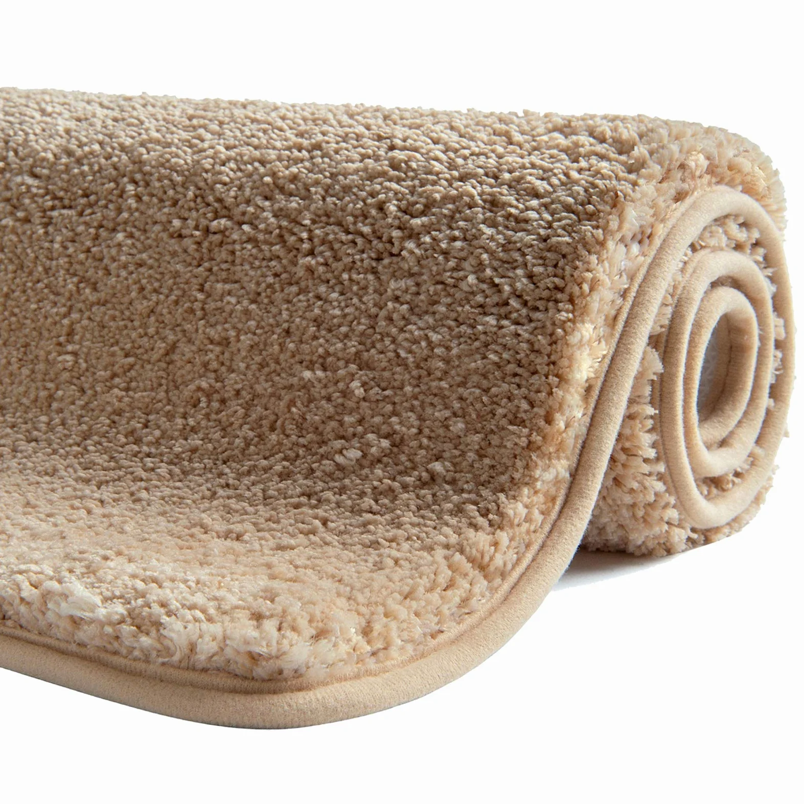 Alfombrilla de baño 120 cm x 70 cm, antideslizante, lavable a máquina, antideslizante, suave, absorbente, de microfibra, color crema y beige
