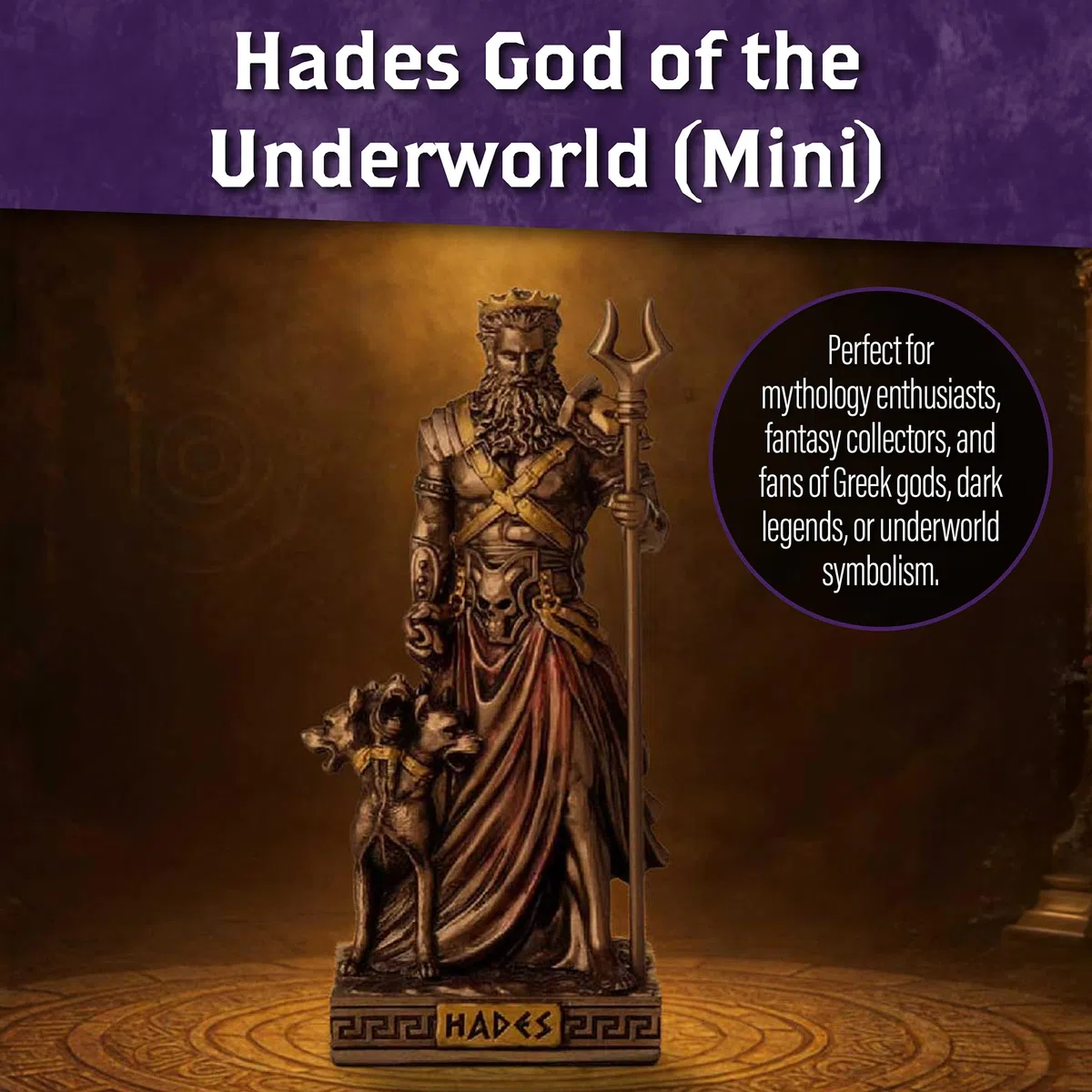Nemesis Now Hades Dios del Inframundo (Mini) 9 cm - Figura de Resina Resistente de mitología Griega con Cerberus, Estatua clásica de Bronce para decoración Coleccionable