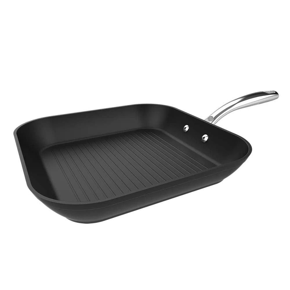 Cecotec Grill Polka Fantasy Grill Silver. Diámetro 28 cm, Aluminio Forjado, Revestimiento Antiadherente Whitford Eterna, Libre PFOA, Mango de Acero Inox, Apto para todo tipo de cocinas