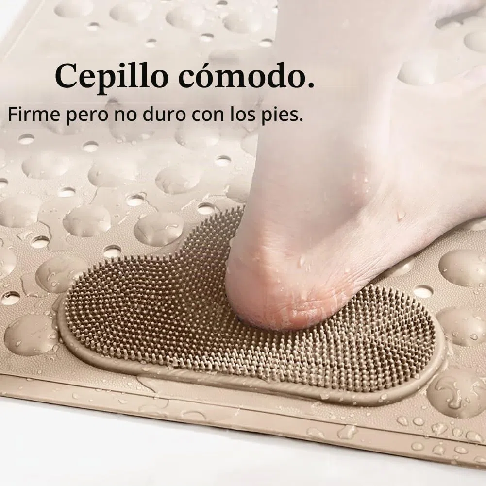 Alfombra Ducha Antideslizante 90x60cm,Alfombrilla Ducha con Ventosas,Alfombra Bañera Antideslizante con Orificios de Drenaje,para Baño,Beige