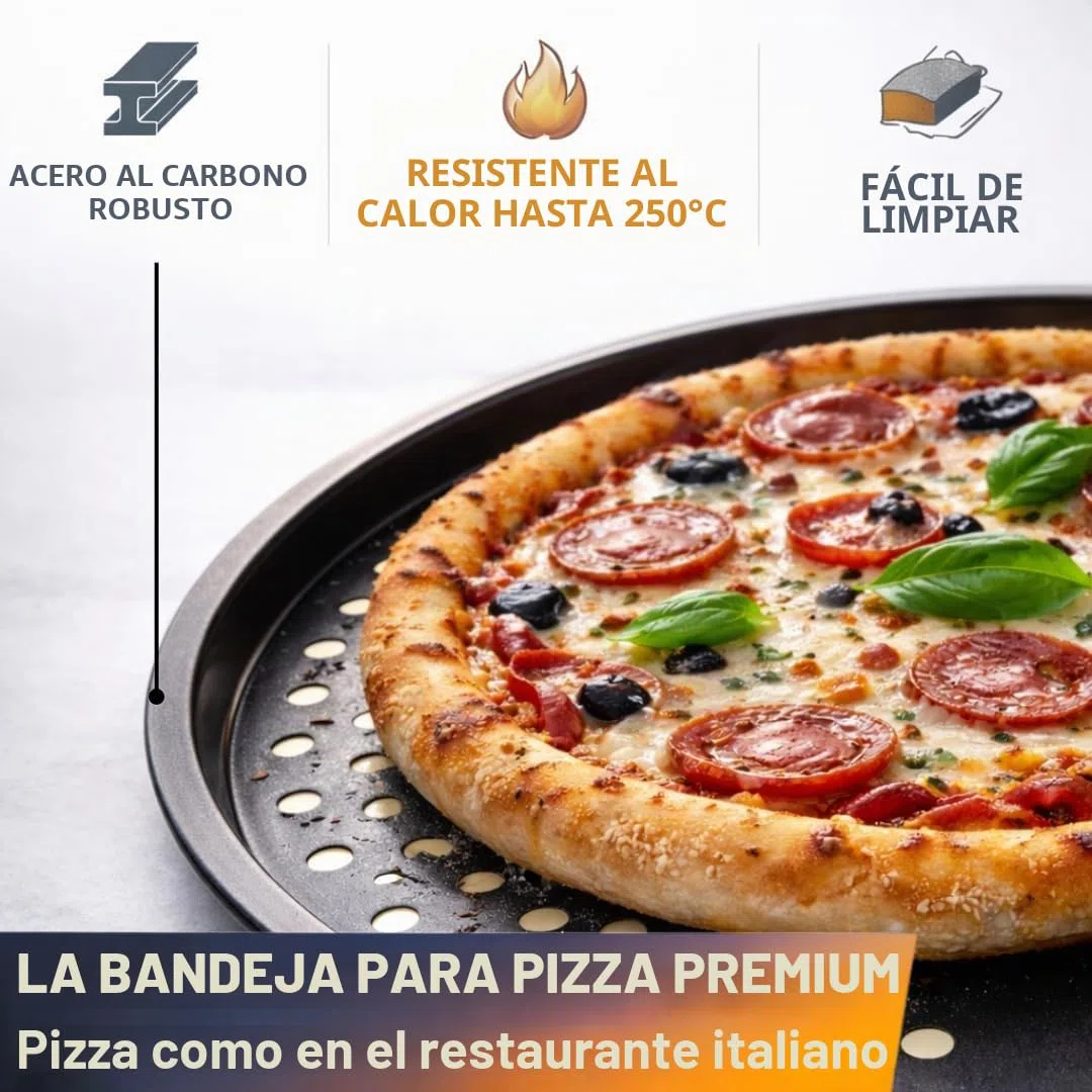 Juego de 4 bandejas para pizza de 32 cm de diámetro, bandeja para pizza y tarta de fuego de acero perforada, revestimiento antiadherente, bandeja crujiente para base extra crujiente
