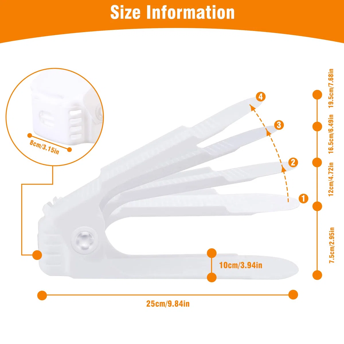 Juego de 10 Organizadores Zapatos Niveles 4 Alturas Ajustable,Organizador Zapatero Plástico,Soporte Calzado Ahorra Espacio para Mujeres,Hombres,Organización Zapateros Nivel Doble para Armario (Blanco)