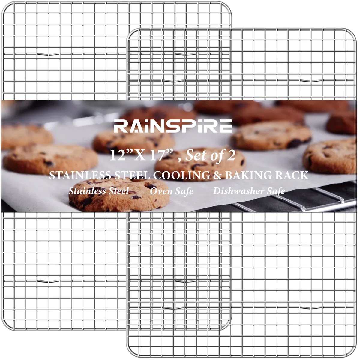 Rainspire Estante de refrigeración de acero inoxidable, estantes de refrigeración resistentes para cocinar y hornear, estante de alambre apto para horno para cocinar, estante para hornear para cocinar