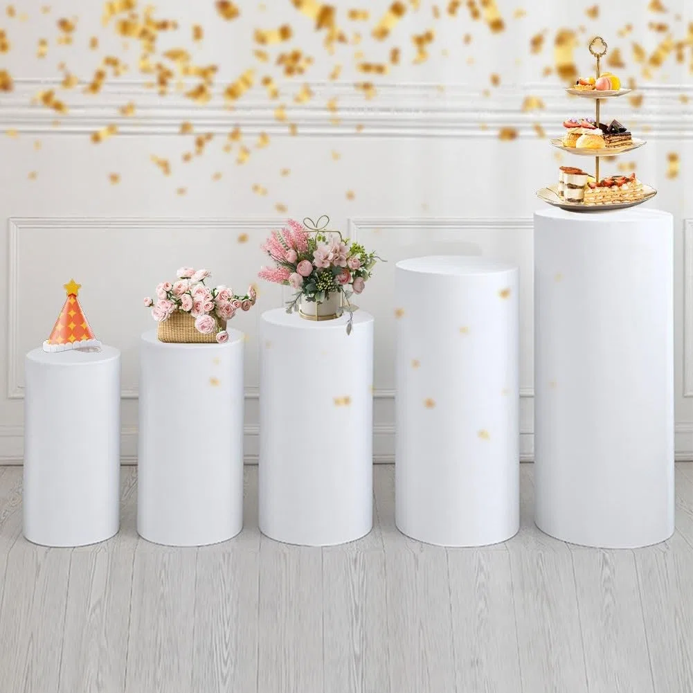 5 piezas de fundas de pedestal cilíndrico de Spandex, cubierta de soporte de exhibición de base cilíndrica redonda para fiestas de cumpleaños, Navidad, Nochevieja