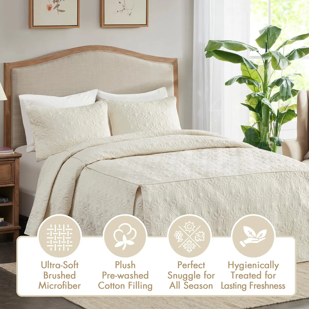 Madison Park Quebec - Colcha Acolchada de Esquina Dividida, diseño clásico Tradicional para Todas Las Estaciones, Ligero, Juego de Ropa de Cama, Fundas a Juego, tamaño King (79 x 81 Pulgadas + 24 | Edredón de esquina dividida, ropa de cama para todas las