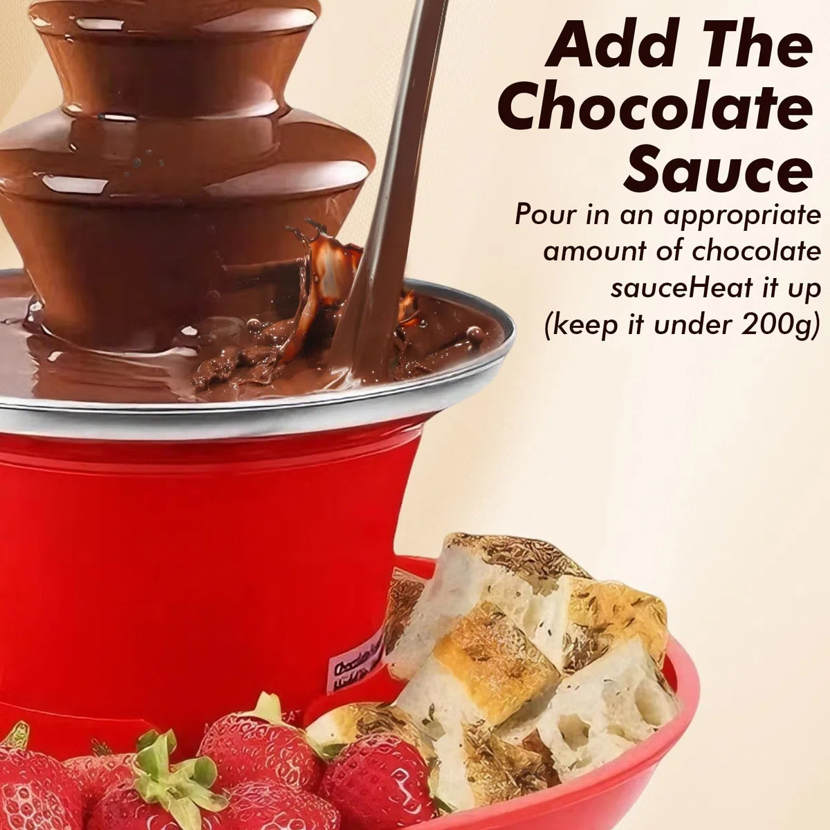Fuente de chocolate de acero inoxidable de tres niveles, con función de fusión, fuente de chocolate eléctrica con 35 W, capacidad de 200 g para fiestas, cumpleaños y bodas