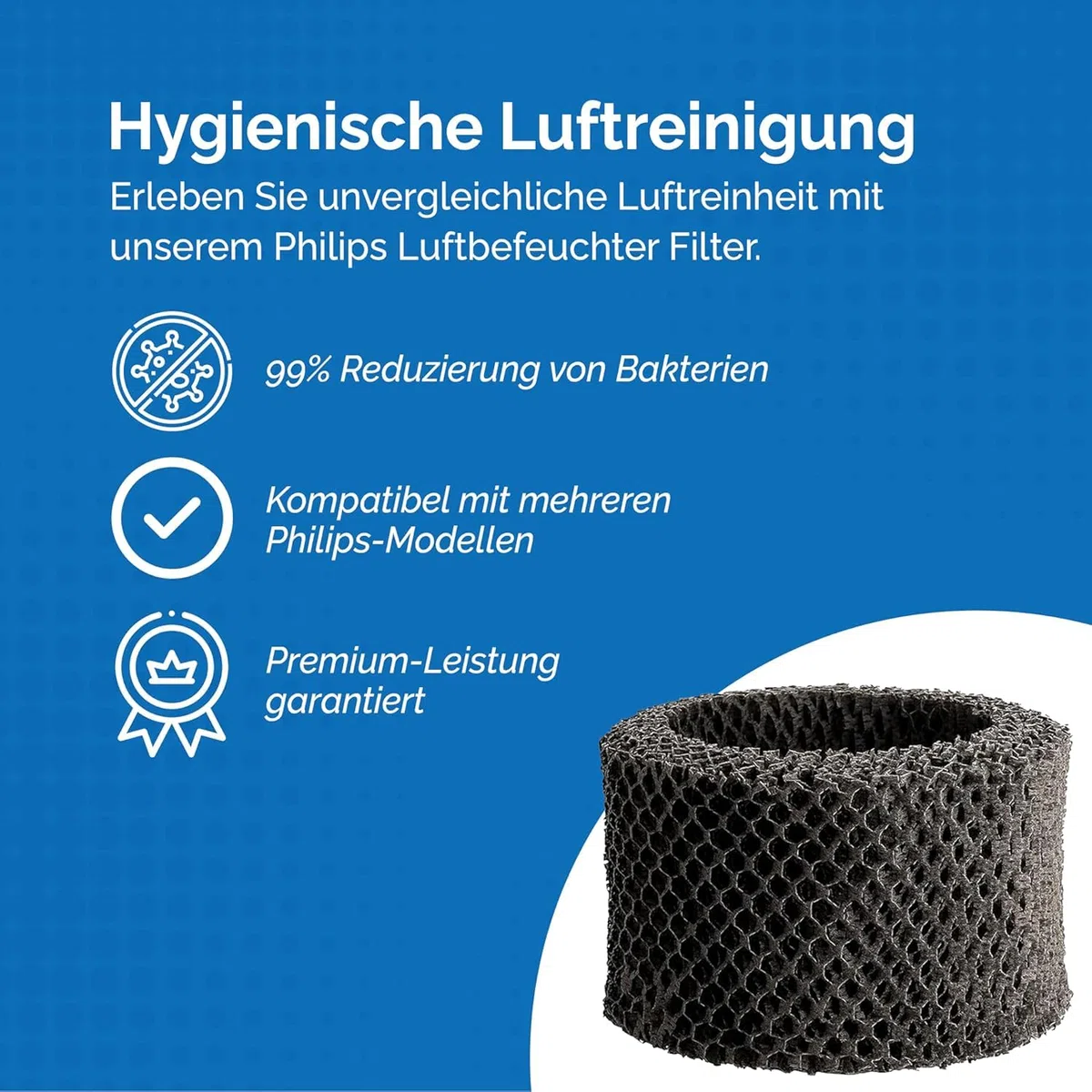 2 filtros para humidificador Philips [HU4814, HU4813, HU4811, HU4803 & HU4801] – Sustituye FY2401 – Humidificación higiénica, 99 % menos bacterias
