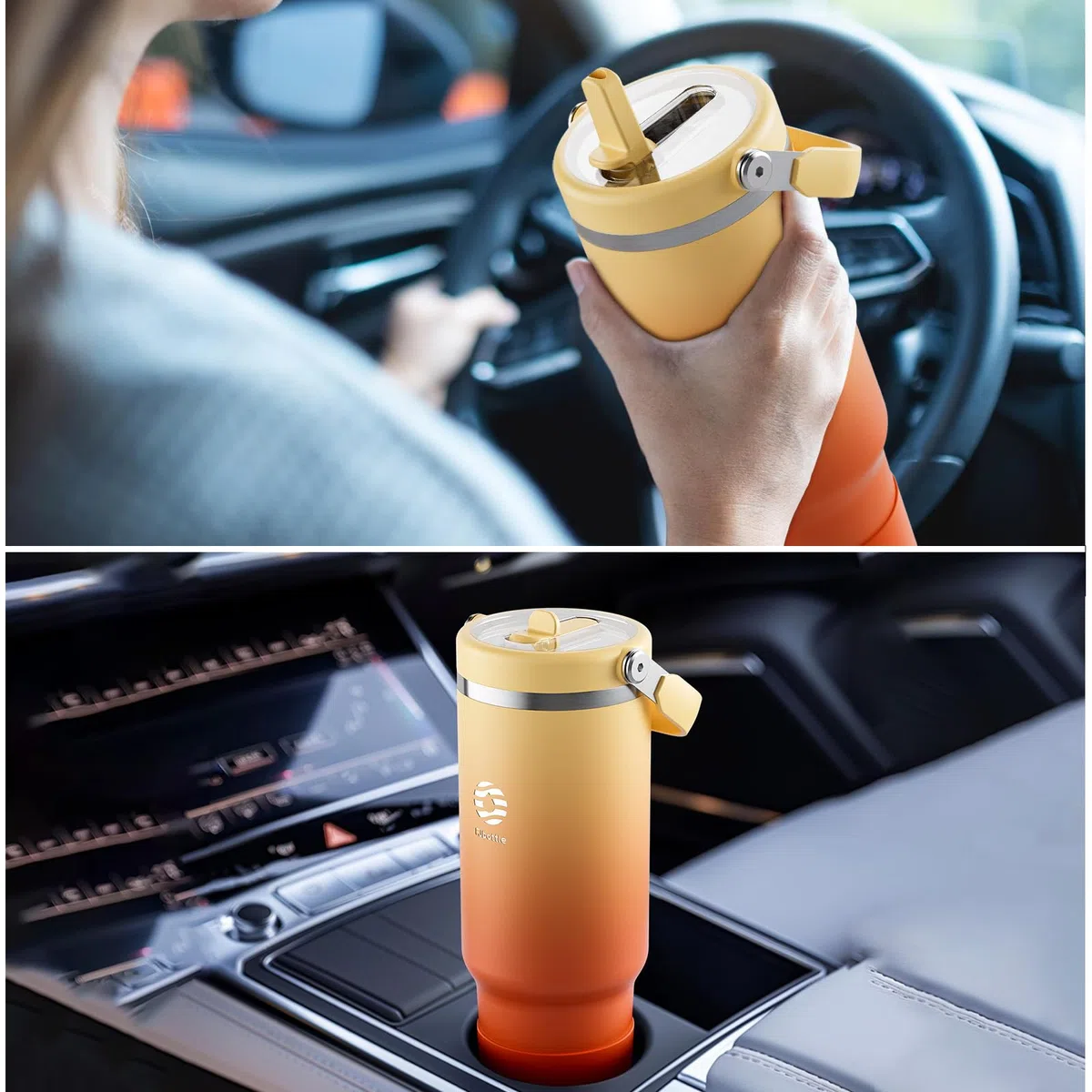 Fjbottle Taza térmica con Pajita 1200ML - Antifugas Botella Agua Acero Inoxidable Sin BPA - Vaso Termo cafe Tumbler