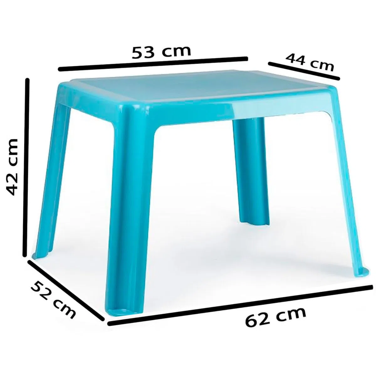 Acan Tradineur - Mesa Auxiliar de plástico, mesita Baja, niños, Polipropileno, Estructura sólida, Interior y Exterior, salón, jardín, Fabricada en España (Azul Claro - 54 x 65 x 42 cm)