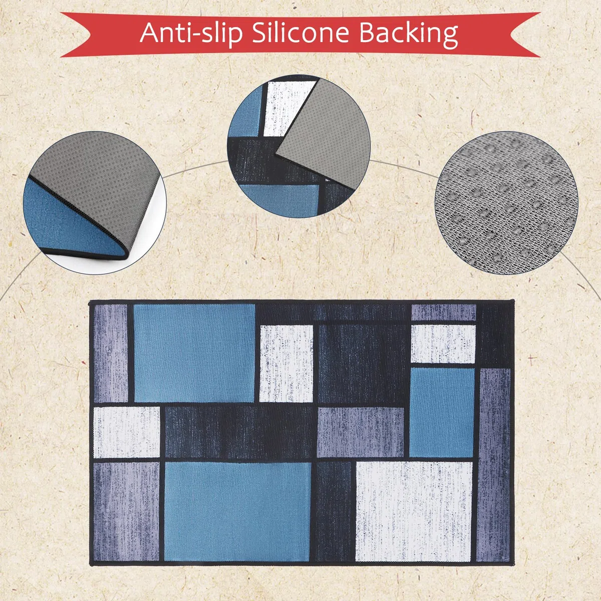Juego de Alfombras de Cocina Antideslizantes de 2 Piezas, Tapetes y Tapetes Modernos Lavables para Pasillo, Comedor y Entrada, 50x80cm + 50x150cm