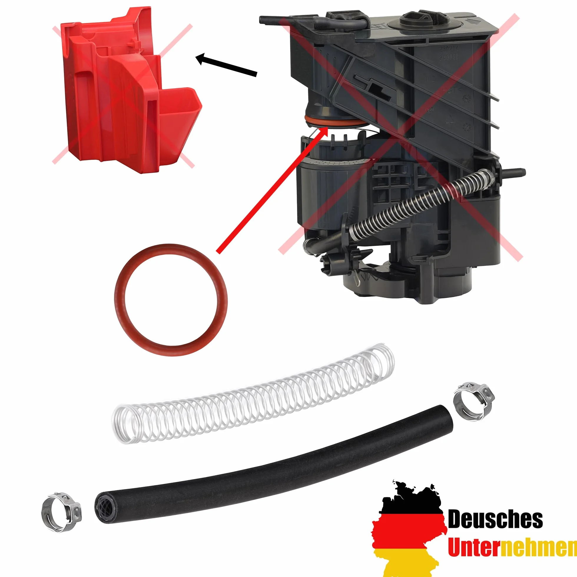 Snapworld-Kaffee Junta tórica kit de mantenimiento de manguera de repuesto + muelle protector contra torceduras compatible con Siemens & Bosch EQ.3 s100 s300 s500 VeroCup 100 300 así como EQ.9 s300