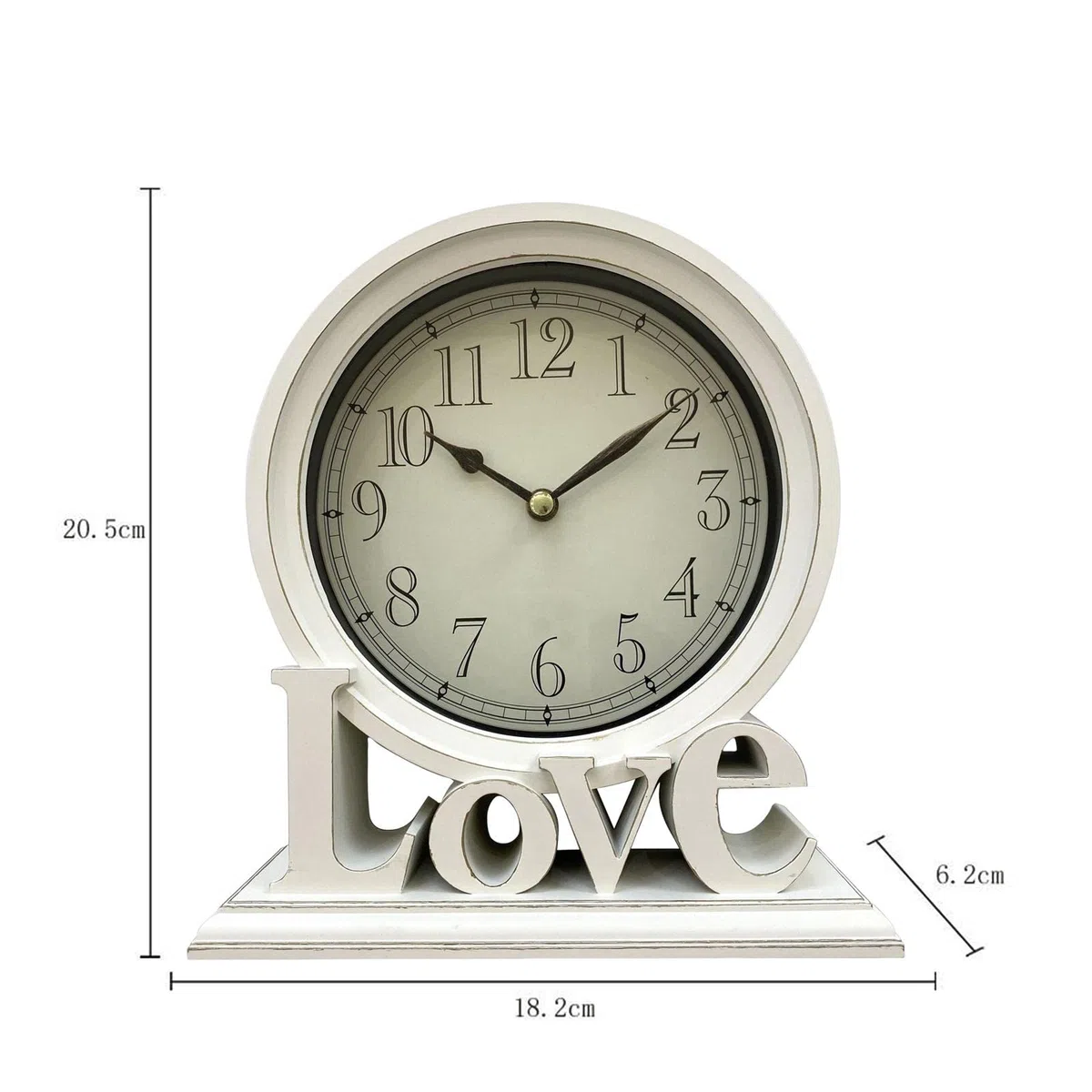 Reloj de escritorio redondo Relojes de repisa Relojes de estante silenciosos Relojes de mesa Chimenea Sin tictac Digital para bodas Decoraciones de, Blanco
