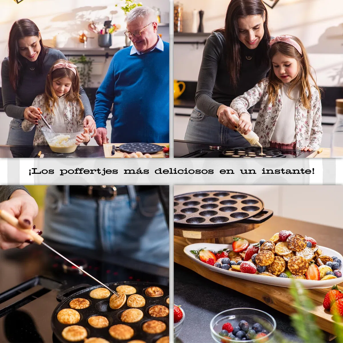 IRONO Sartén de Hierro Fundido para Mini Panquecas - Panquequera Pancakes - Sarten 19 Mini Panqueques, Poffertjes, Crepes,Tortitas