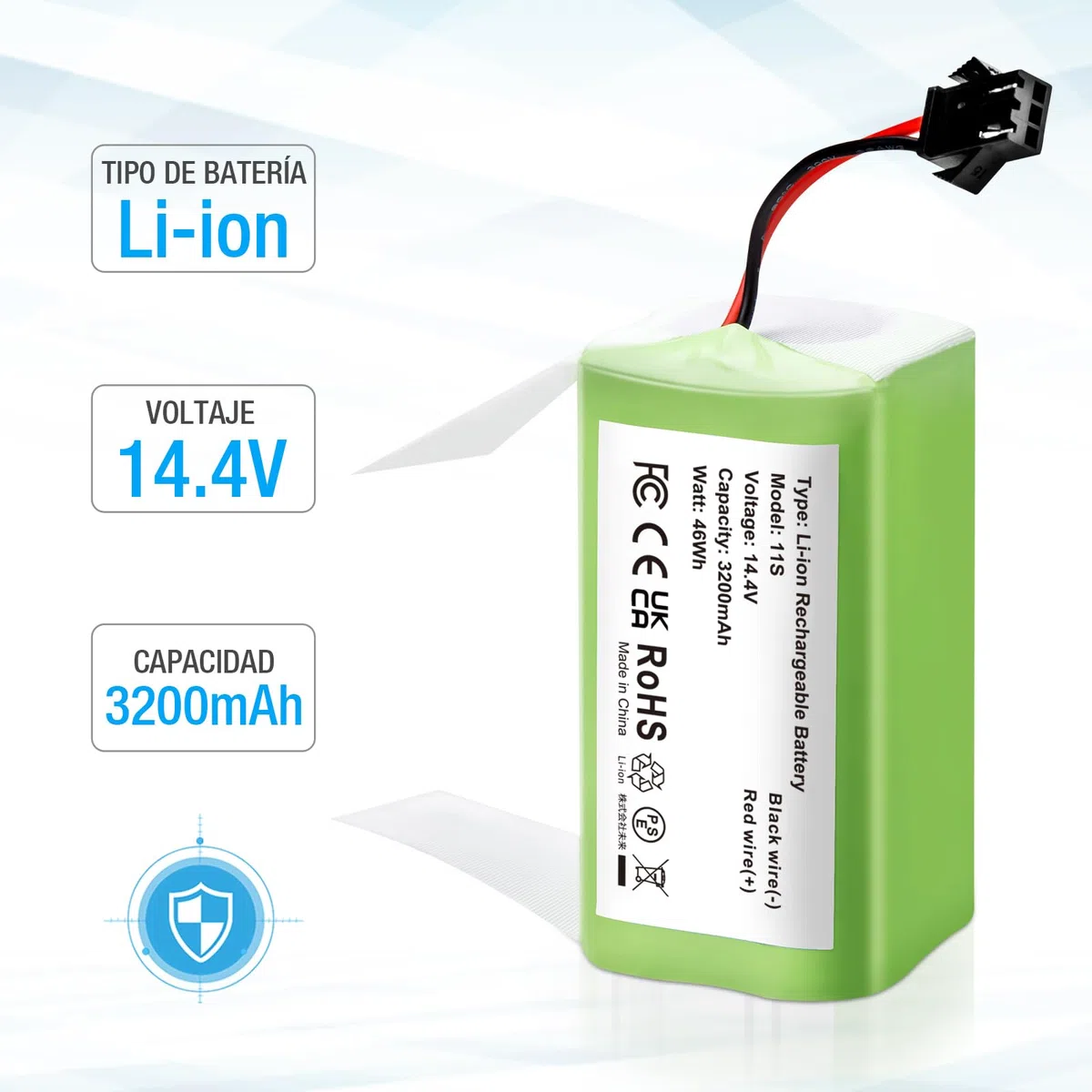 Powerextra Batería de Repuesto 14.4v 3200mAh Compatible con Conga Excellence 990 950 1090 Deebot N79S DN622 Eufy RoboVac 11 11S 11S MAX 30 15C 15T 12 35C IKOHS NETBOT S14 S15