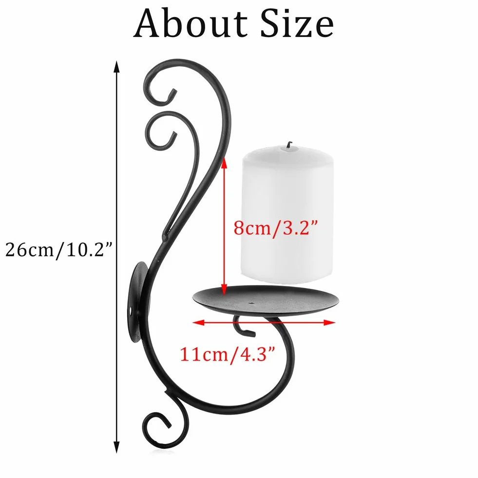 Sziqiqi Candelabro De Pared del Estilo Retro, Candelabro Creativo De La Vela del Hierro, Decoración De La Pared del Jardín Casero, Candelero, Negro