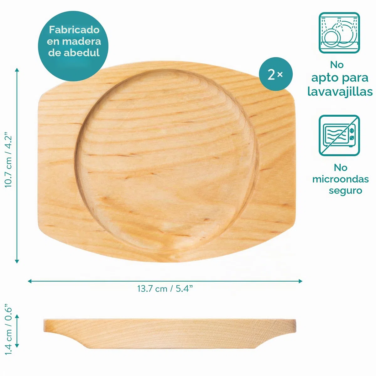 Navaris Mini sartenes de Hierro Fundido - 2X sartén para Huevos Tortillas Pancakes Muffins - con Base de Madera - Apta para Horno y BBQ - ⌀ 10,2 cm