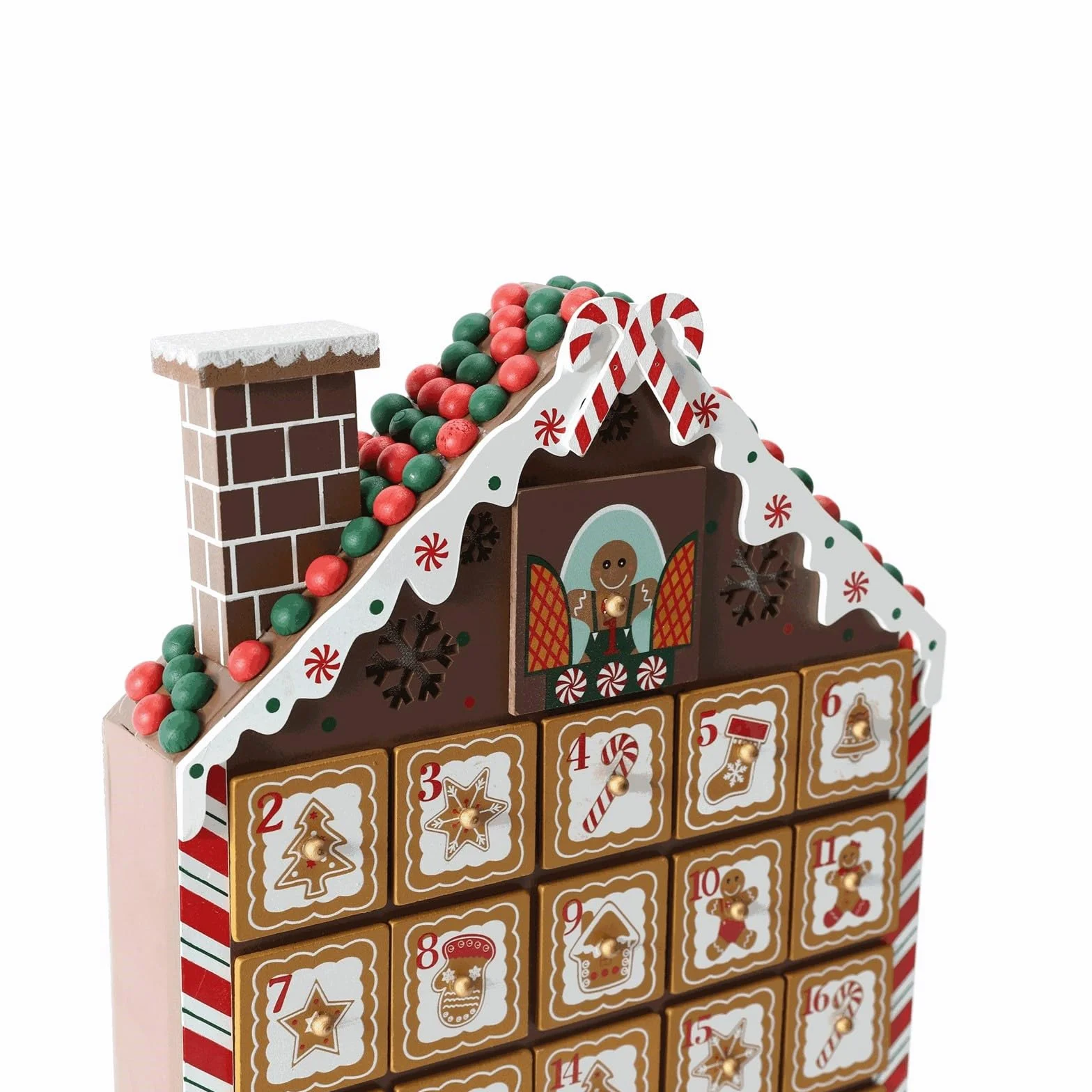 Calendario de Adviento de madera para dulces, joyería, forma de casa, calendario de Adviento de Navidad para niños y adultos, regalo sorpresas, decoración de casa de pastel de jengibre