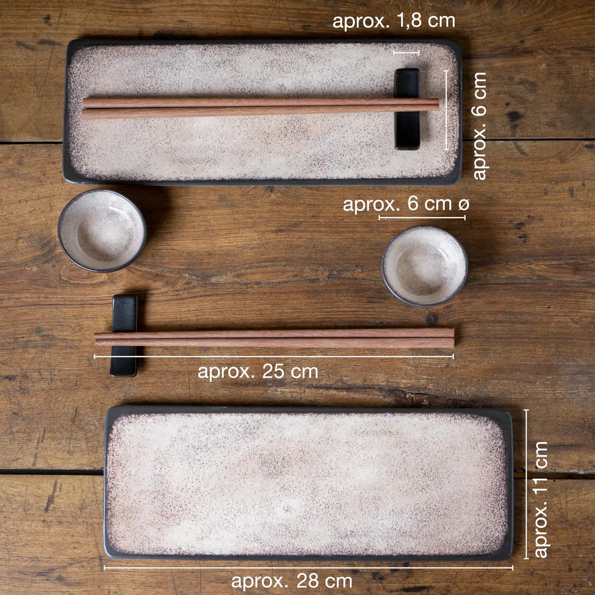Moritz & Moritz Vajilla Sushi - Platos Sushi Ceramica - Plates Set 10 Piezas para 2 Personas - Plato Sushi con Palillos Soporte de Palillos Cuencos para Wasabi
