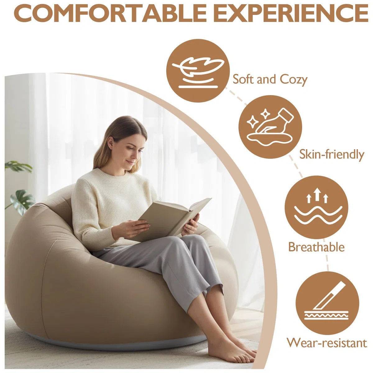 Silla Sofá Inflable, Puf Hinchable con una Bomba, Asiento Hinchable Tumbona Gaming, Sofá de Aire para Dormitorio, portátil, Plegable, para Camping, jardín, Playa, Interior y Exterior