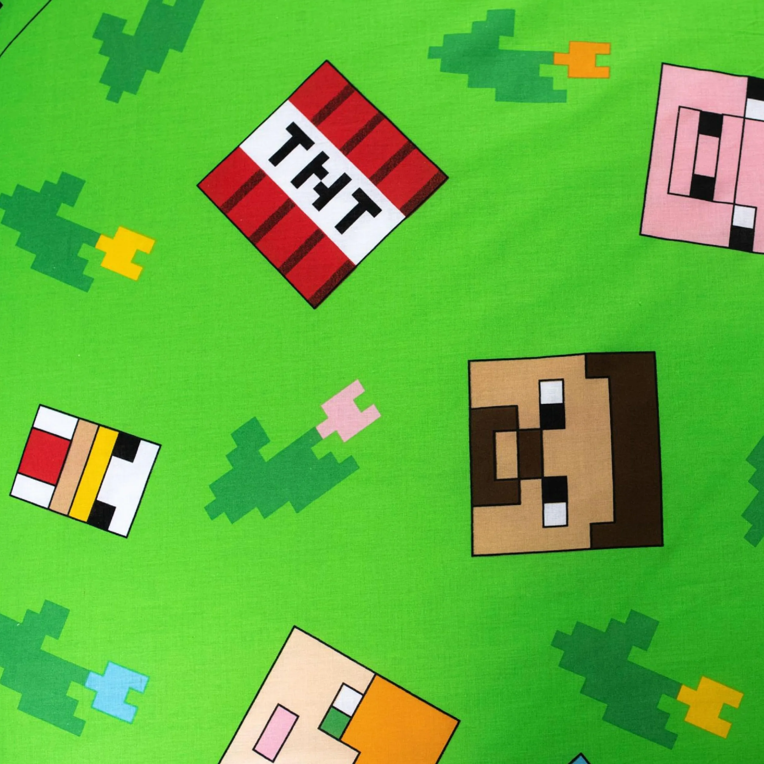 Juego de ropa de cama infantil Minecraft, juego completo de dos piezas, funda de edredón 140 x 200 cm, funda de almohada 70 x 90 cm, con cremallera, 100% algodón, certificado Öko-Tex Standard 100