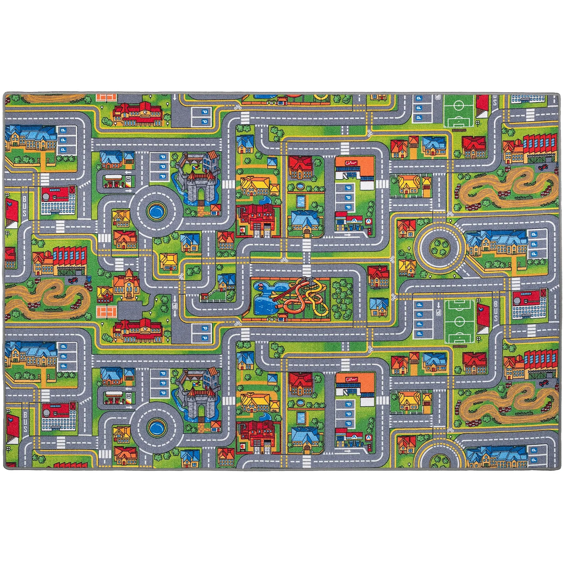 Snapstyle Alfombra Infantil Carretera Adventure Land Colorido – Alfombra de Juego Ciudad, fácil de cuidar