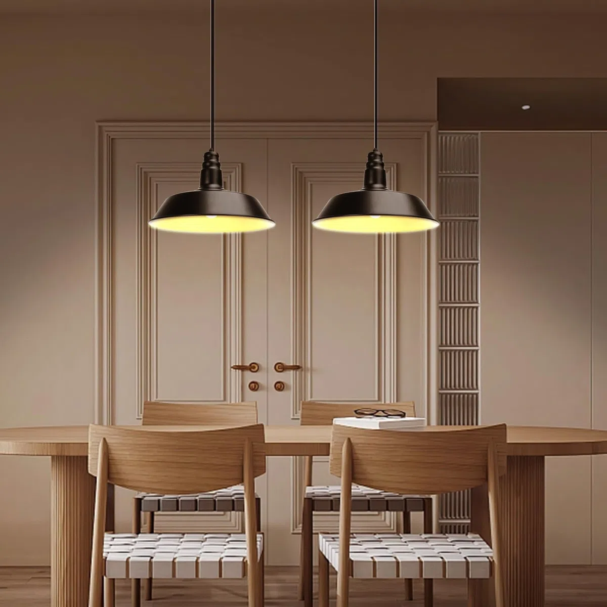 Aigostar Lámpara de techo Metal Lámpara Colgante negro y oro hemisférico E27 Industrial Estilo moderno para decorar el salón， pasillo， dormitorio， comedor etc