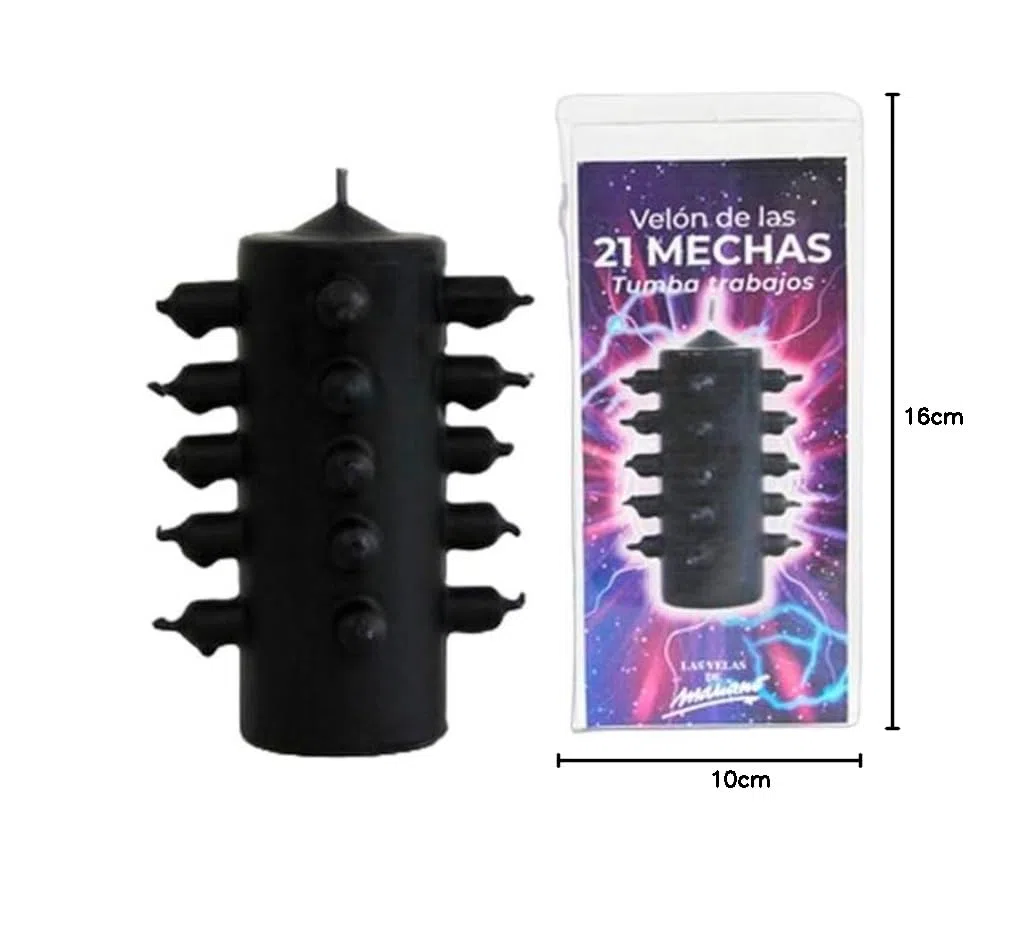 Poderoso Velón 21 mechas Negro