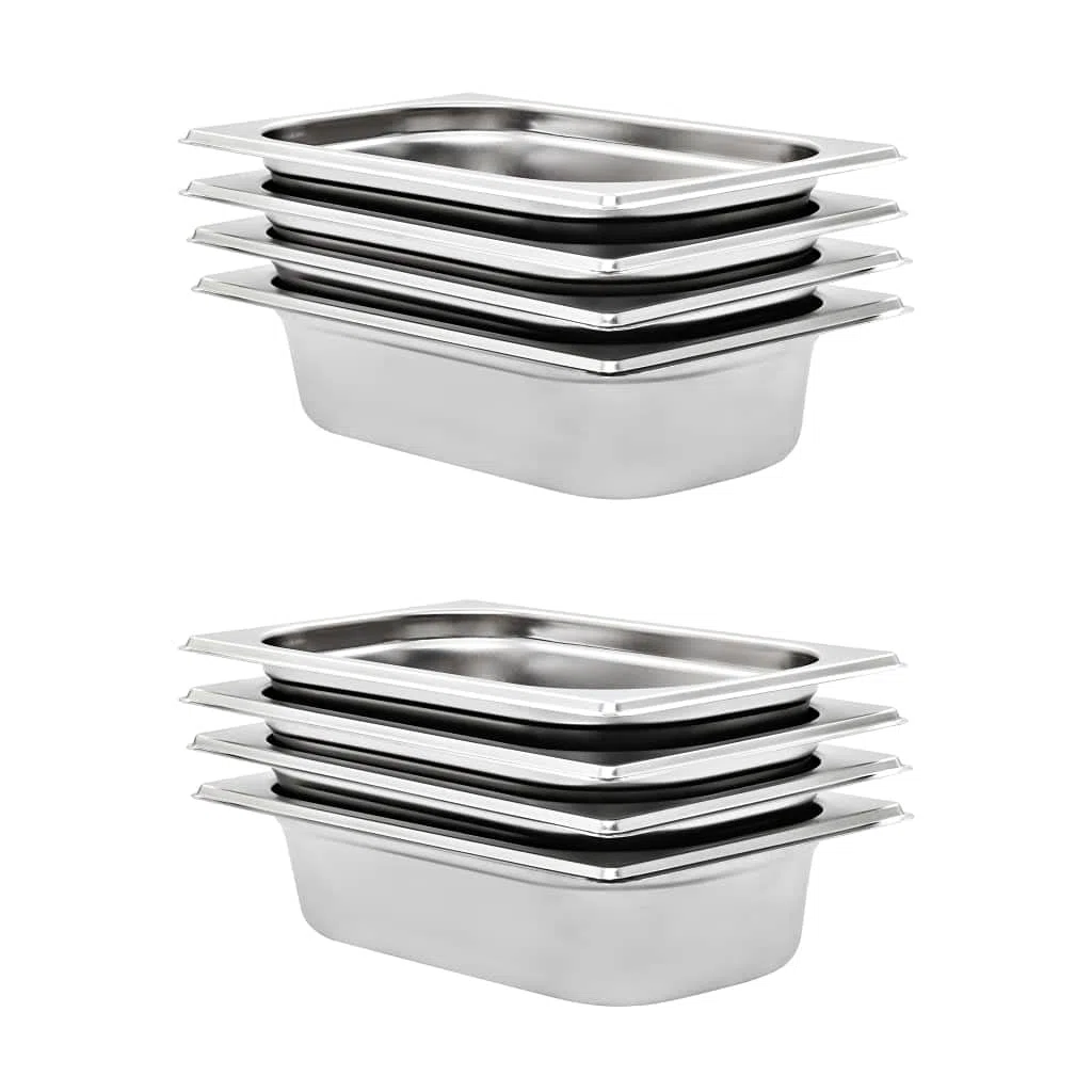 Bandejas Gastronorm 8 unidades GN 1/4 65 mm acero inoxidable,Casa y jardín,Cocina y comedor,Accesorios para aparatos de cocina,Accesorios para mesas de vapor,Cubetas para mesas de vapor-50901