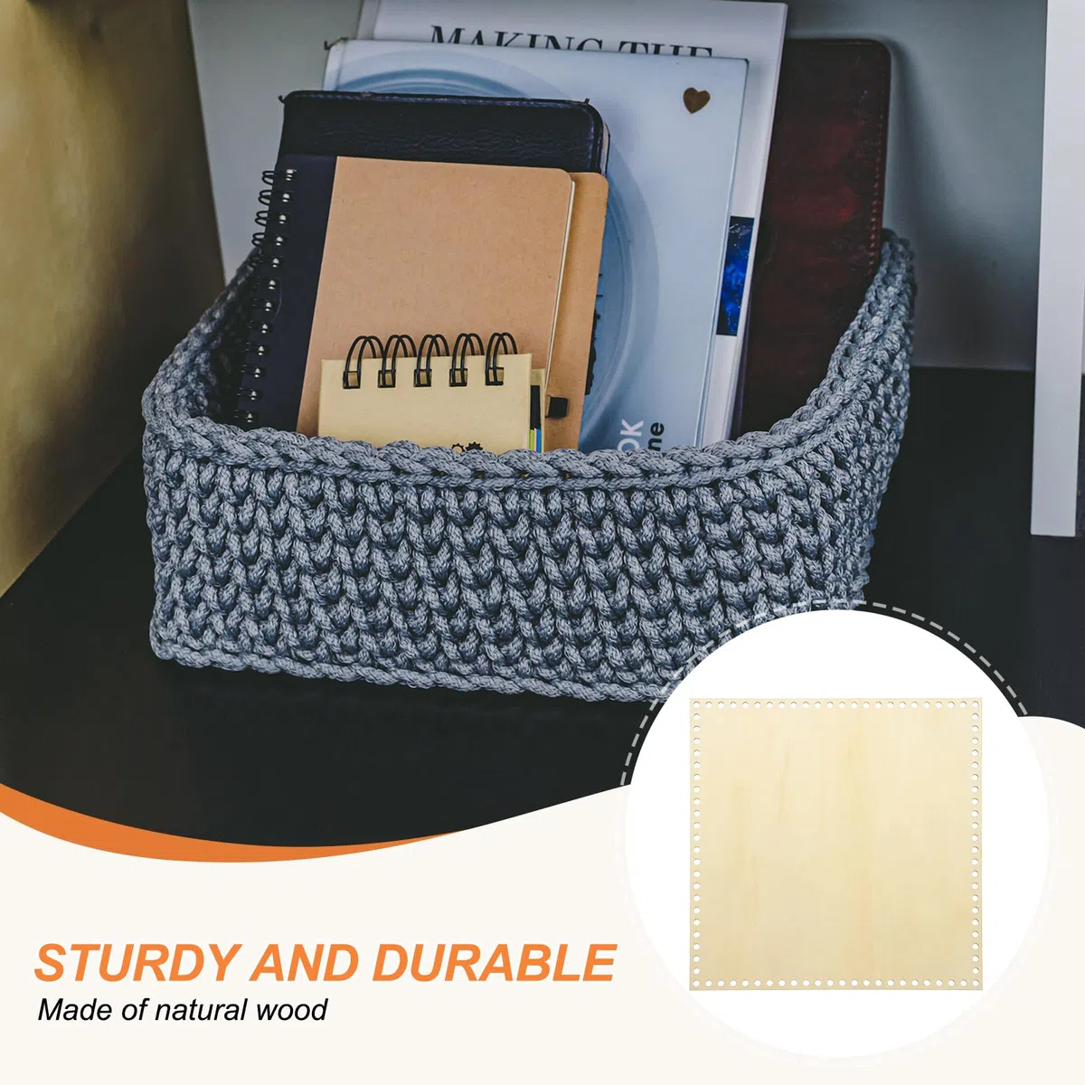 PATIKIL Base para cestas de ganchillo 12 x 12 pulgadas, 2 Piezas Bases cuadradas para fondo de cestas moldeador para bolsos suministros para tejido kit de ganchillo