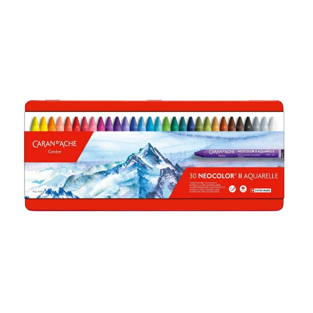Caran D'ache Neocolor II - Juego de ceras de color (30 unidades, caja metálica)