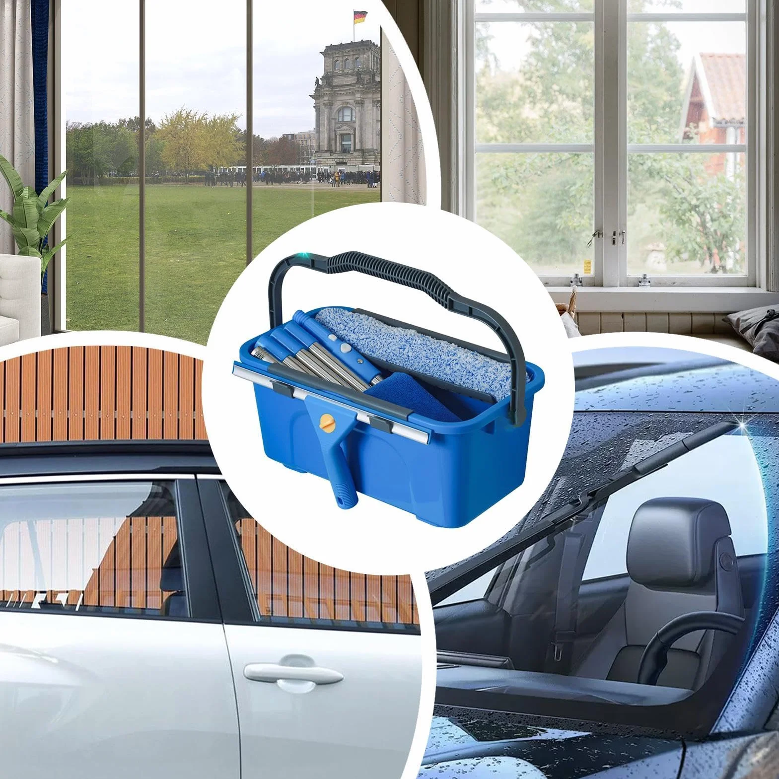 Herramientas De Limpieza De Ventanas Equipo Multifuncional Y Ajustable | Herramientas Limpiacristales Para Los Hogares Para Puertas De Patio, Parabrisas De Automóviles, Azulejos Y Vidrios, Profesi