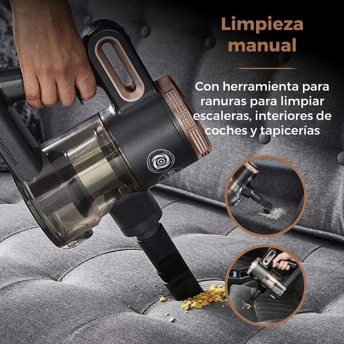 Tower T513005BLG XEC20 Plus Aspirador Vertical 3 en 1 – Aspiradora con Cable con Succión Ciclónica, Filtro HEPA 13 Integrado y Modo Aspirador de Mano Extraíble – Negro y Rosa Oro