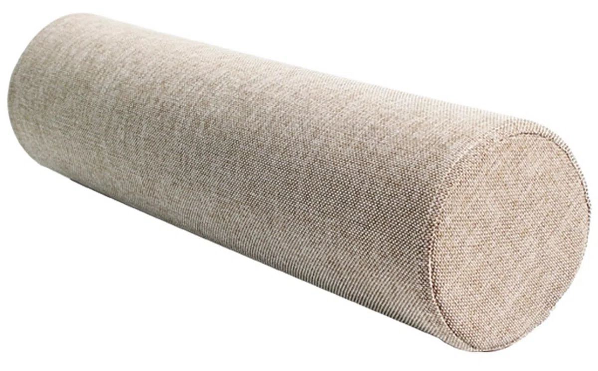 Almohada Cilíndrica, Forma Redonda Alargada Suave Cómoda Tela de Lino, para Cabeza Espalda Piernas y Yoga, Cojín Sofá Cervical Apto para Cama(Khaki,15 x 90 cm)