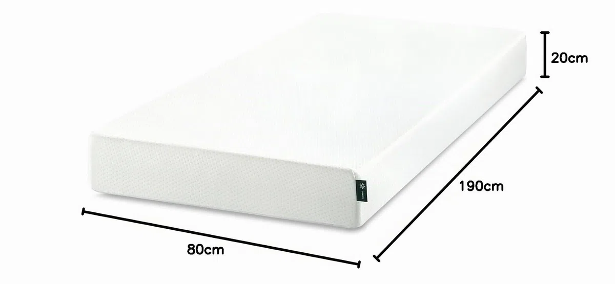 Zinus Colchón Individual de 80 x 190 cm, colchón de 80 x 190 cm, ortopédico de Espuma viscoelástica con Cool Gel, Altura de 20 cm, firmeza Media, Certificado Oeko-Tex, colchón ortopédico ventilado y