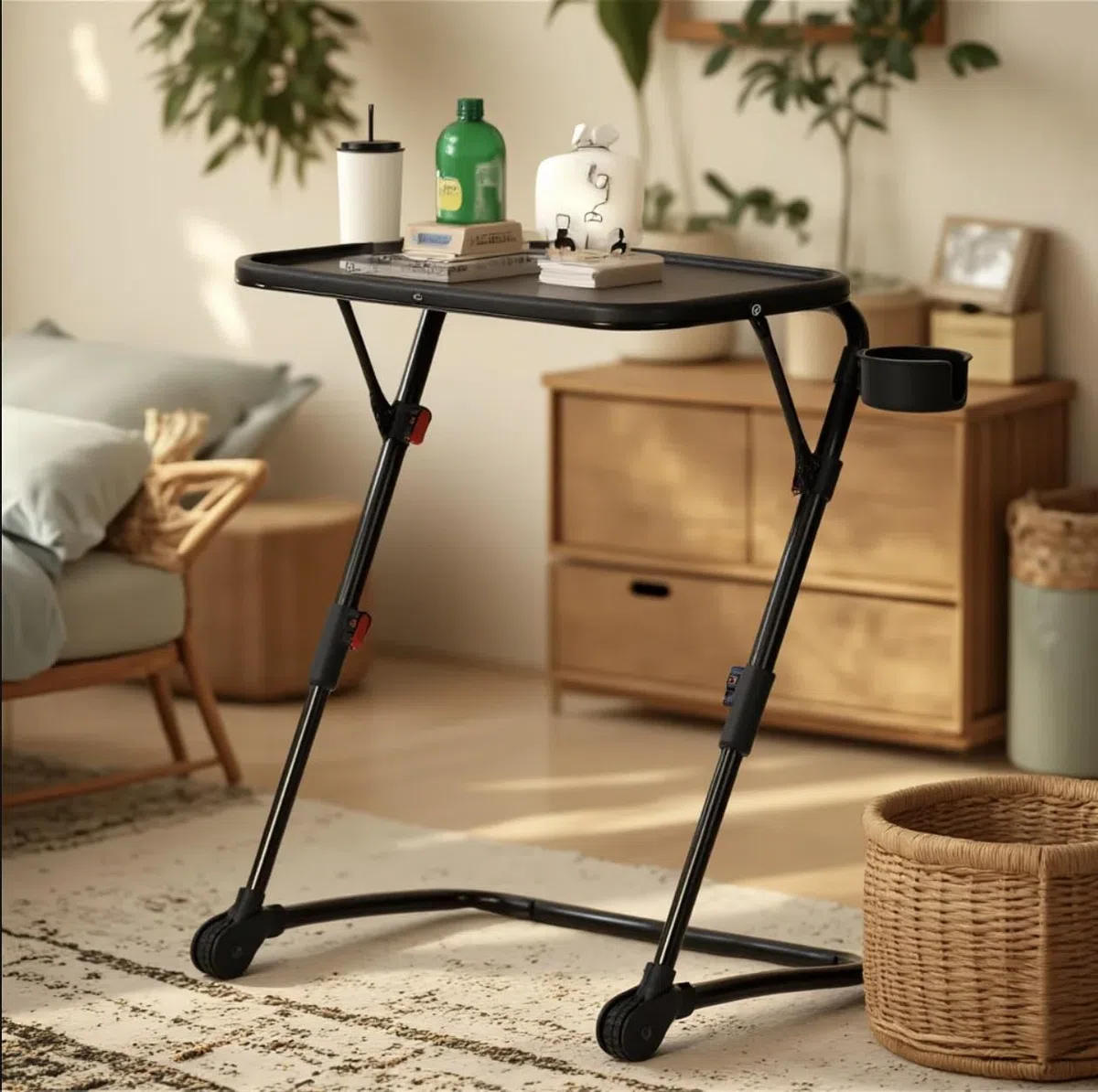 Escritorio de Escritura Plegable con Altura Ajustable y ángulo de inclinación, Tabla compacta para Ordenador portátil, Escritorio Secreto portátil para Oficina pequeña en casa o Sala de Estar, Negro
