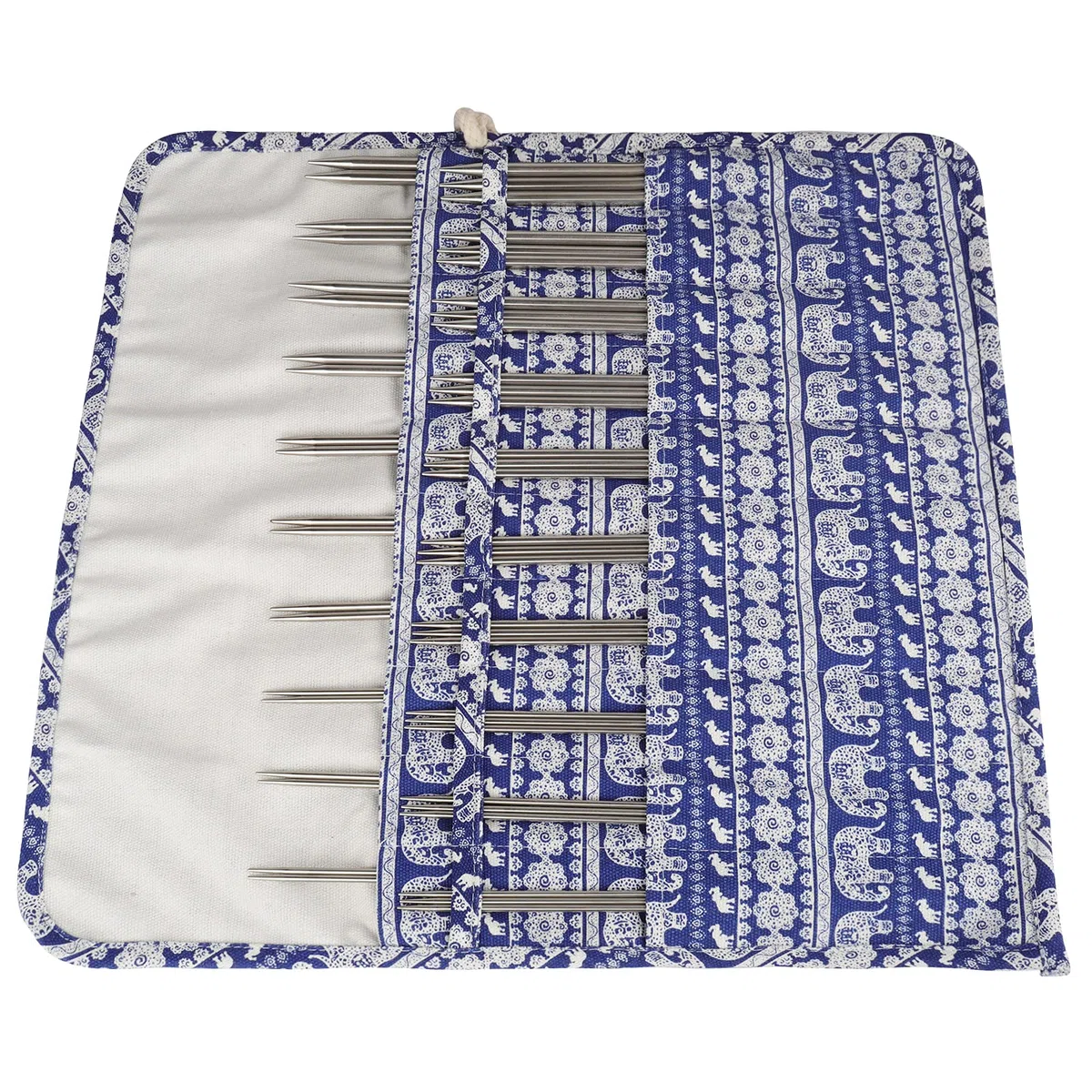 Coopay Juego de Agujas de Tejer de Doble Punta, 11 pares de Agujas de Tejer de Acero Inoxidable de 20 cm con Embalaje en Rollo, 2 mm - 6,5 mm, Agujas de Tejer de Metal para Calcetines, Suéteres