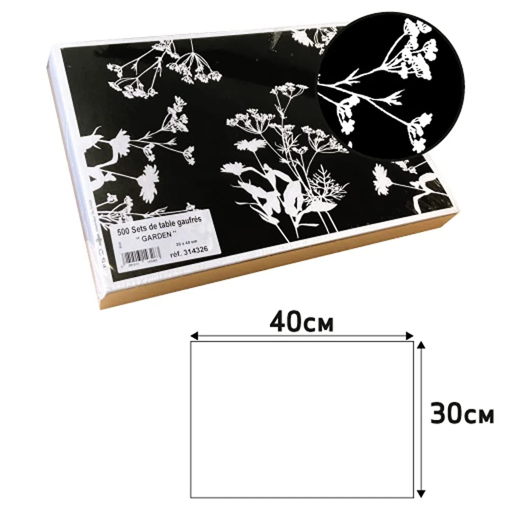 Cogir 314326I Pro Nappe - Manteles Individuales Desechables (500 Unidades, 30 x 40 cm, Acabado Satinado, Textura Satinada, diseño de jardín)