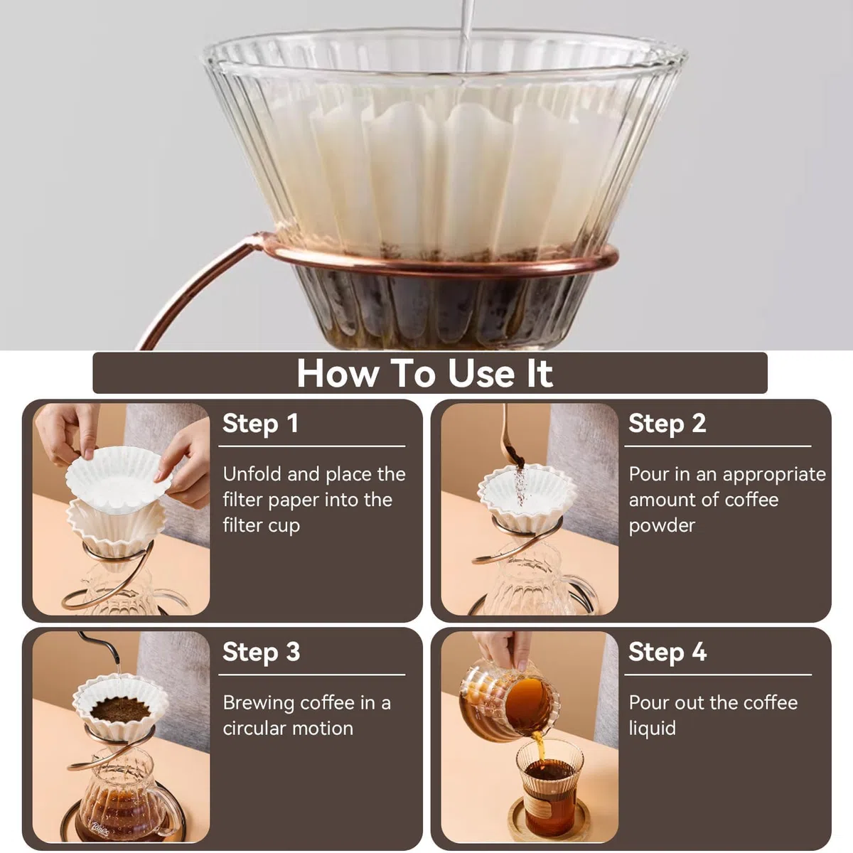 Reemplazo de filtros de papel de café desechables, juego de filtros de café desechables Cesta Accesorio de reemplazo de papel de filtro de café para cafetera(100)