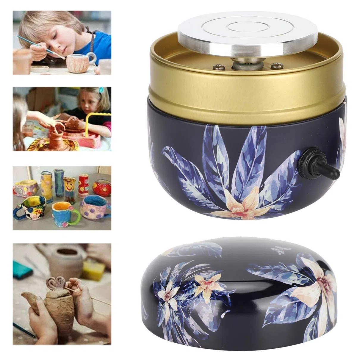 MáQuina de Rueda de CeráMica - Mini EléCtrico Rueda de Alfarero MáQuina Formadora de CeráMica Herramientas de Arcilla de Bricolaje el Mejor Regalo para NiñOs Principiante Adultos(yo)
