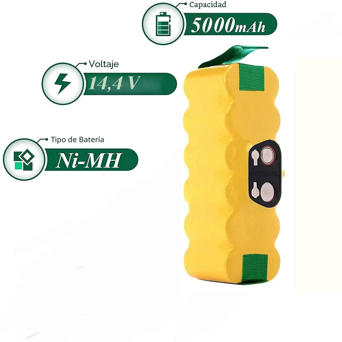 14.4V 5000mAh Ni-MH Batería de Repuesto Batería para iRobot Roomba 500 600 700 800 R3 Series 530 531 532 535 536 540 550 552 560 570 580 595 620 650 660 760 770 780 790 870 980
