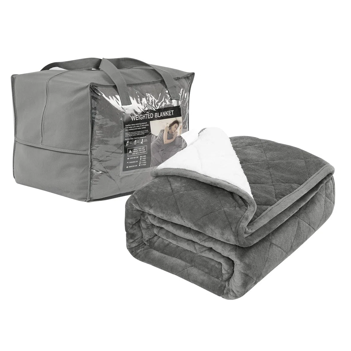 WOLTU Manta Pesada para Adultos 11kg, 150x200 cm, Gris | Manta con Peso de, Suave de Franela