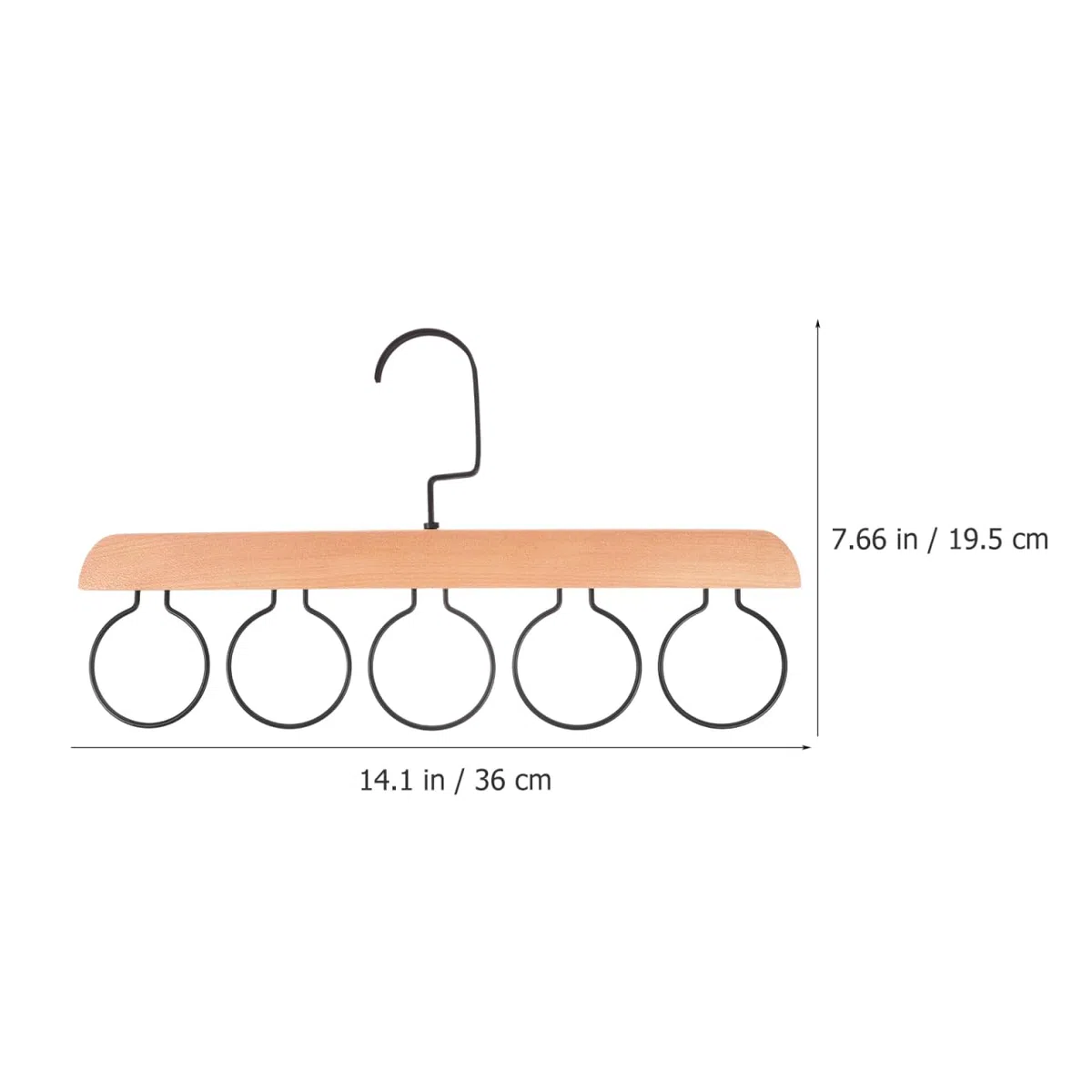 Yardwe Organizador De Madera para Corbatas Bufandas Y Cinturones con 5 Anillos Colgador Multifuncional para Armario Fácil De Usar 14.17X7.67 Pulgadas