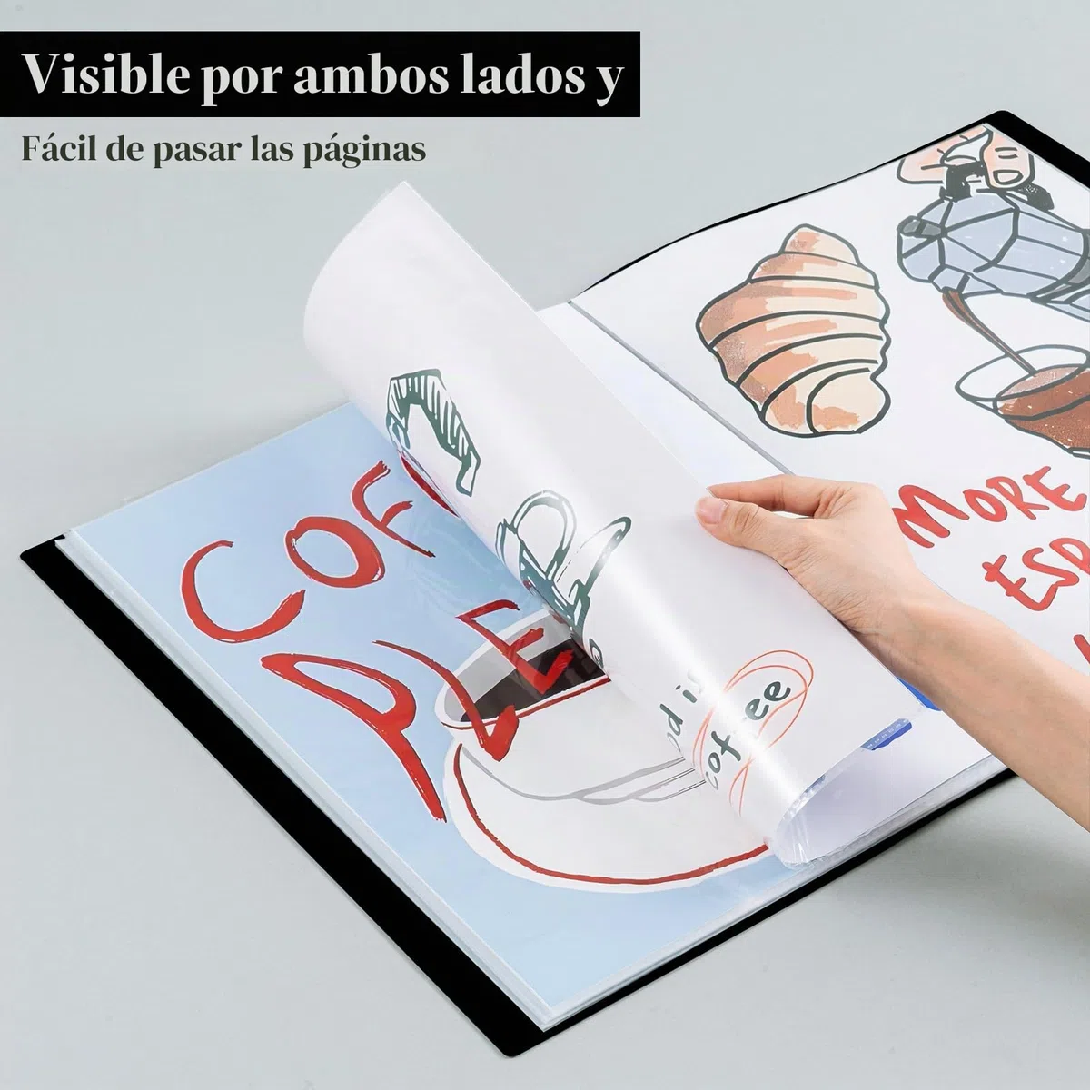 2 Piezas Cuaderno de Presentación A3 Con 40 Bolsillos, Cuaderno de Exhibición A3 Libro Expositor, Carpeta de Presentación con Transparente Fundas para Obras de Arte, Portafolios, Color: Negro