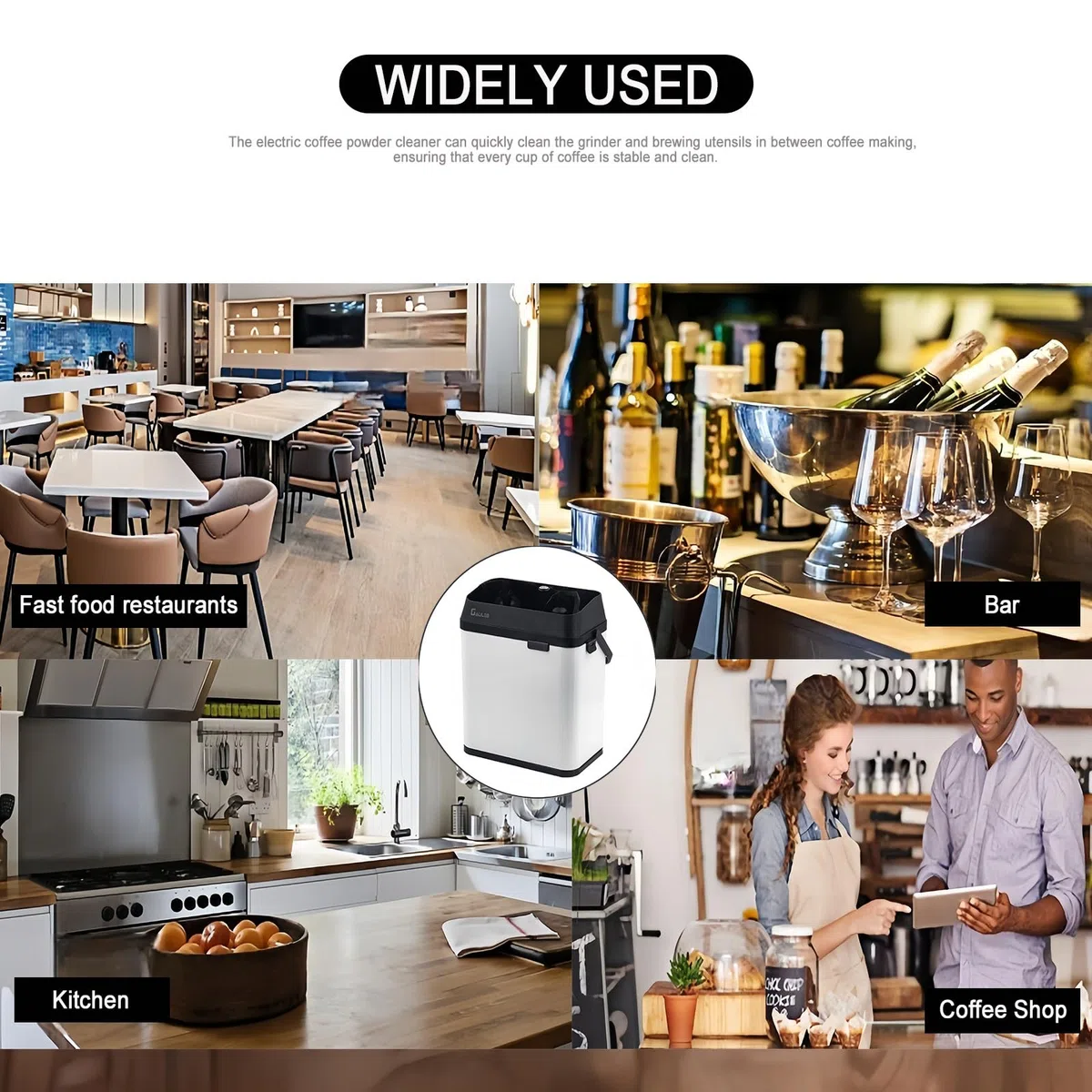 Limpiador De Portafiltro De Café Eléctrico Viene Con 2 Raspadores Y 1 Cepillo, Triturador De Posos De Café, Una Herramienta Imprescindible Para Los Amantes Del Café, Restaurantes Y Bares.,Black