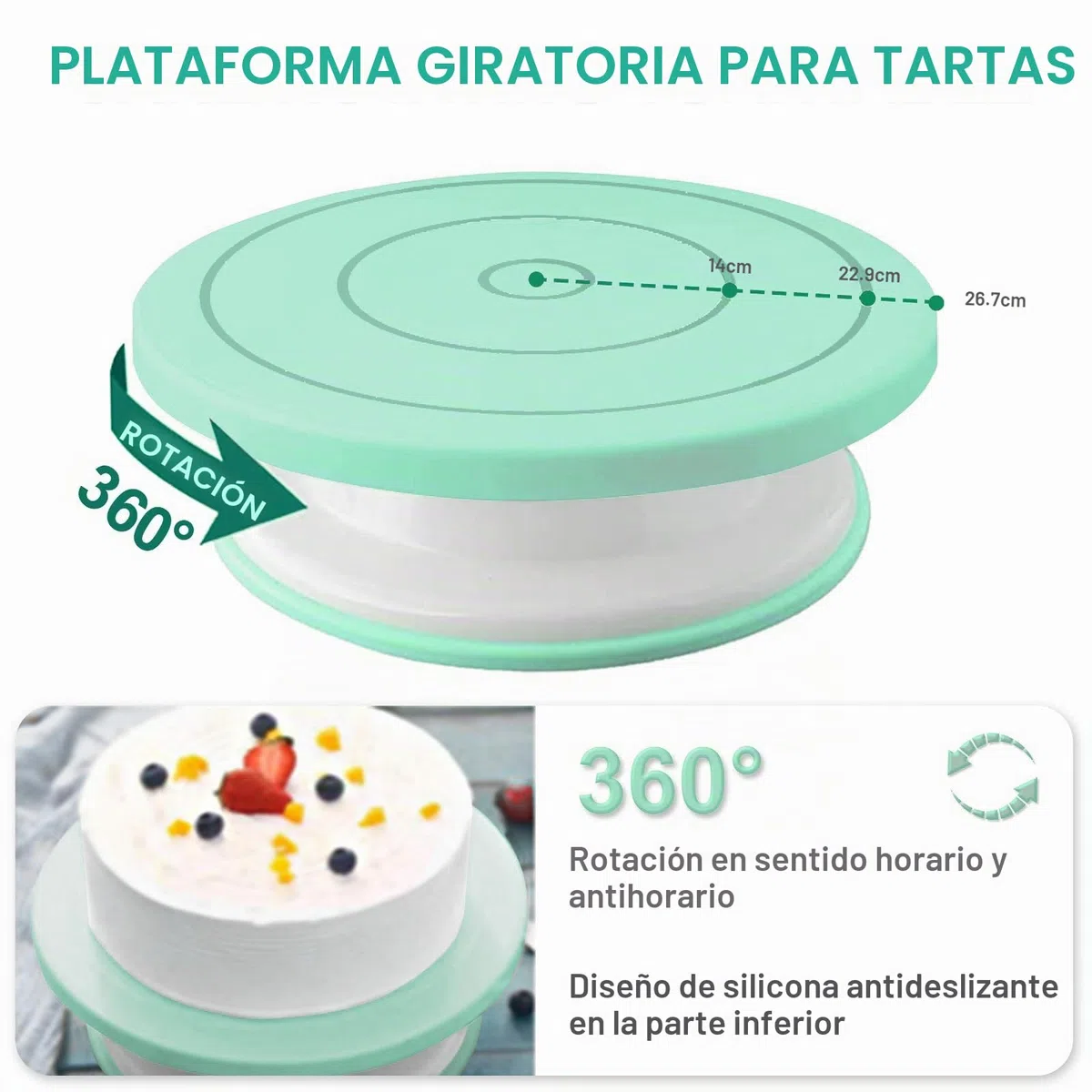 Reposteria y pasteleria,Boquillas Manga Pastelera,Plato Giratorio para Tartas,Manga Pastelera, Base Giratoria Tartas, Reposteria y Pasteleria, Reposteria Utensilios, Kit Reposteria (Verde)