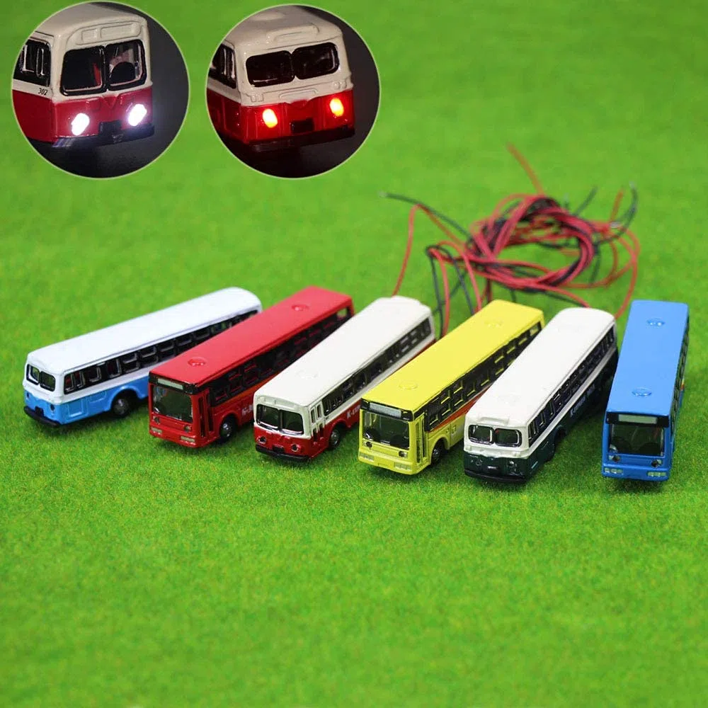 Evemodel 4piezas 1: 150 Coches en Miniatura iluminados Escala N Autobuses con Luces LED de 12V
