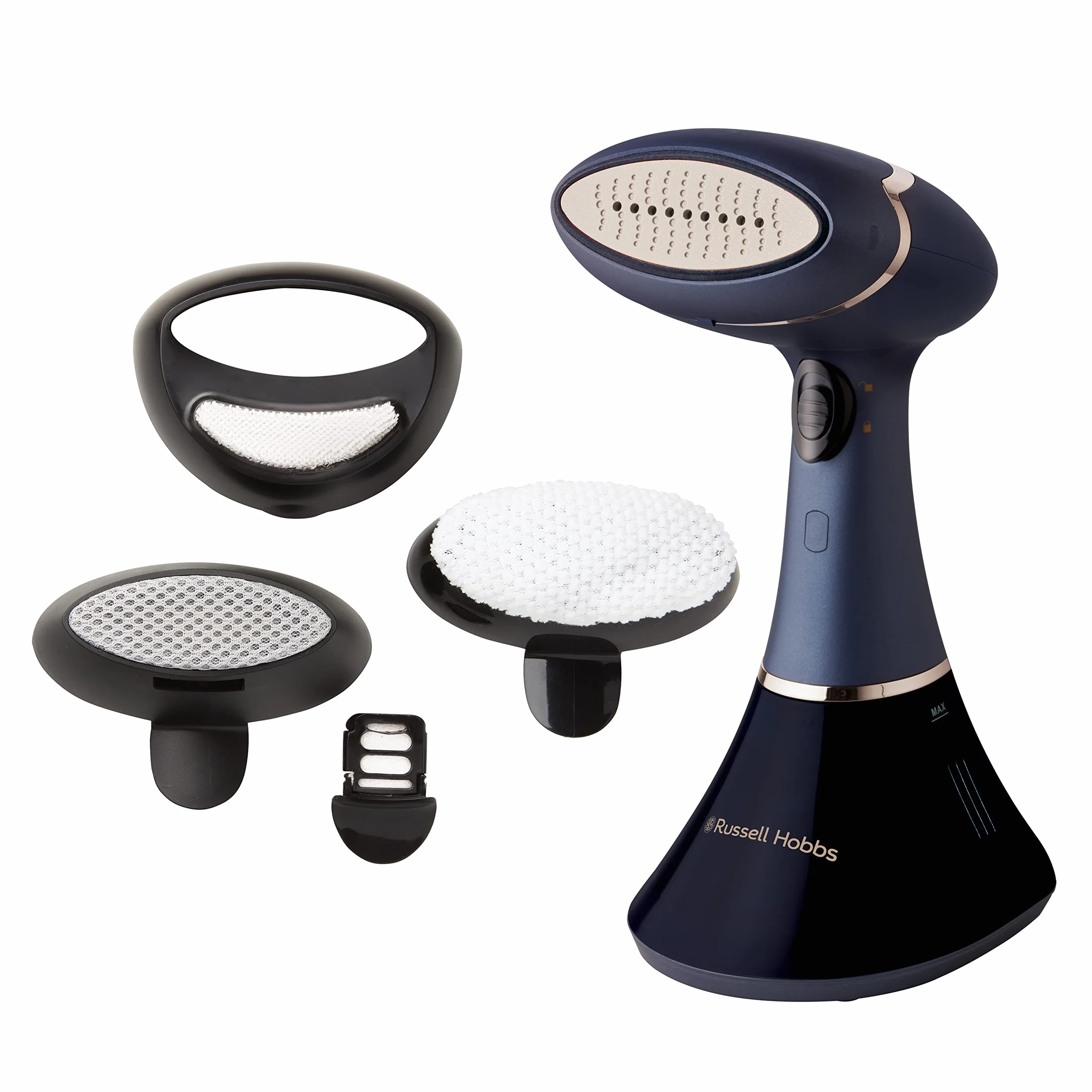 Russell Hobbs Plancha Vertical [1800W, 32g de generación de vapor] Steam Genie Aroma (suela cerámica, depósito 200 ml, 3 accesorios, difusor aroma, elimina arrugas, plancha y reduce olores) 28041-56