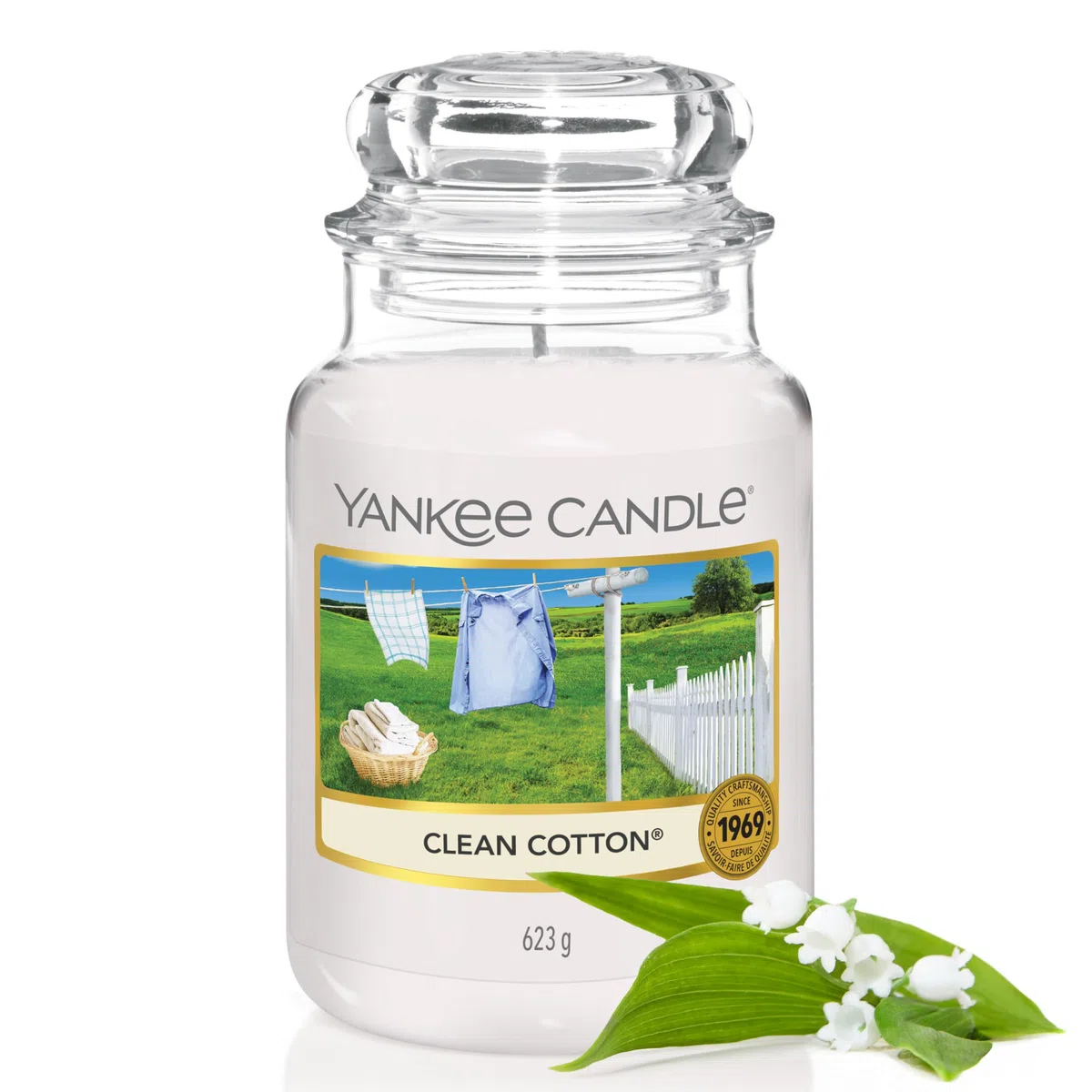 Yankee Candle Vela aromática en tarro grande de Clean Cotton | Velas de larga duración: hasta 150 h | Regalos perfectos para mujeres
